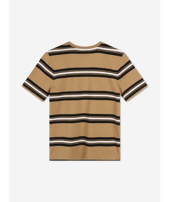 BOSS Boys Striped Logo T-Shirt in Brown JUSQU'A -70%! 