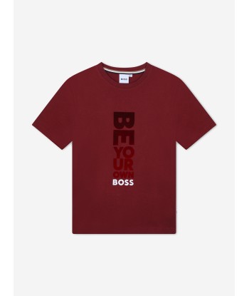 BOSS Boys Slogan Logo T-Shirt in Red le concept de la Pate a emporter 