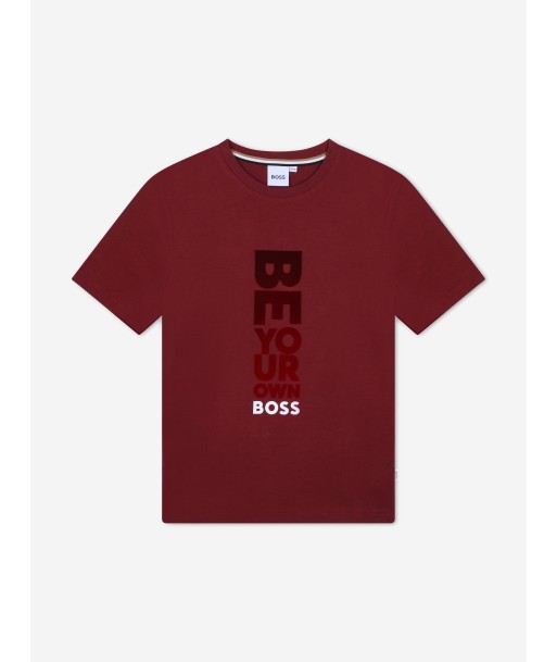 BOSS Boys Slogan Logo T-Shirt in Red le concept de la Pate a emporter 