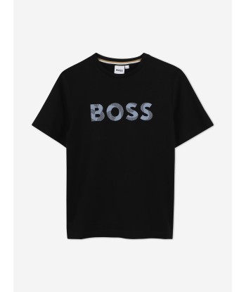 BOSS Boys Logo T-Shirt in Black pas chere