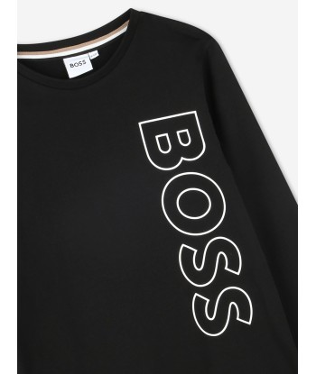 BOSS Boys Long Sleeve Logo T-Shirt in Black votre restaurant rapide dans 