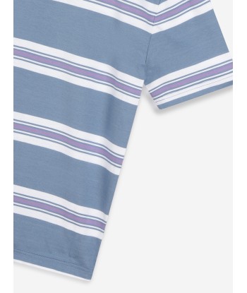 BOSS Boys Striped Logo T-Shirt in Grey solde