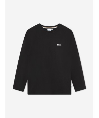 BOSS Boys Long Sleeve Logo T-Shirt in Black JUSQU'A -70%! 