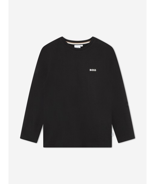 BOSS Boys Long Sleeve Logo T-Shirt in Black JUSQU'A -70%! 