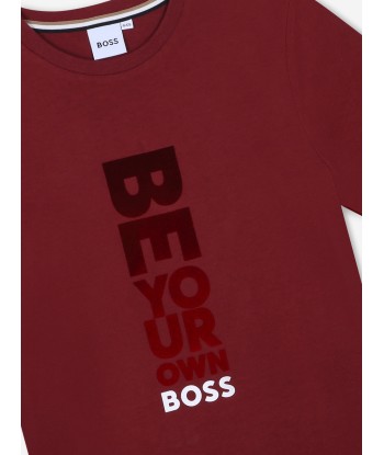 BOSS Boys Slogan Logo T-Shirt in Red le concept de la Pate a emporter 