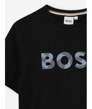 BOSS Boys Logo T-Shirt in Black pas chere