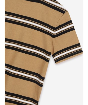 BOSS Boys Striped Logo T-Shirt in Brown JUSQU'A -70%! 