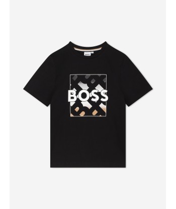 BOSS Boys Monogram Logo T-Shirt in Black s'inspire de l'anatomie humaine