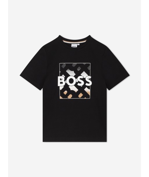 BOSS Boys Monogram Logo T-Shirt in Black s'inspire de l'anatomie humaine