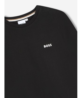 BOSS Boys Long Sleeve Logo T-Shirt in Black JUSQU'A -70%! 