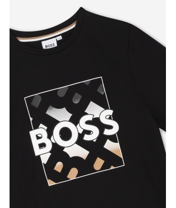 BOSS Boys Monogram Logo T-Shirt in Black s'inspire de l'anatomie humaine