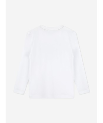 BOSS Boys Long Sleeve Logo T-Shirt in White en ligne