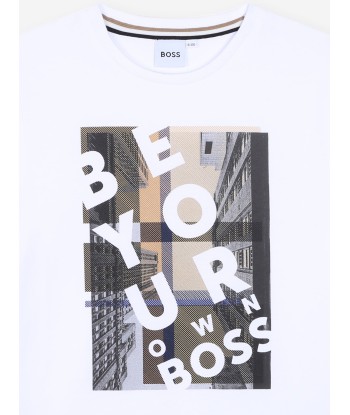 BOSS Boys Graphic Print T-Shirt in White ou a consommer sur place