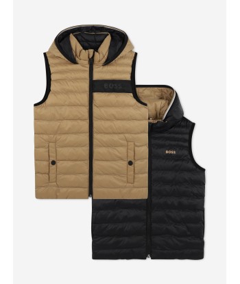 BOSS Boys Reversible Gilet in Brown Toutes les collections ici