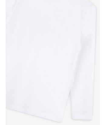 BOSS Boys Long Sleeve Logo T-Shirt in White en ligne