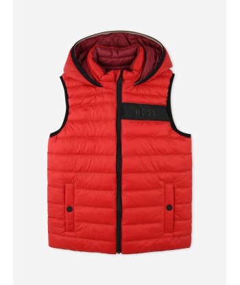 BOSS Boys Reversible Gilet in Red le des métaux précieux