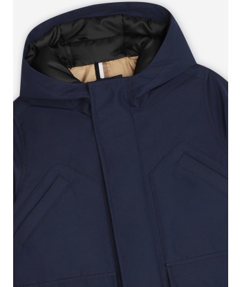 BOSS Boys Hooded Parka in Navy Comparez et commandez 