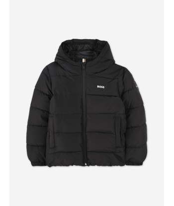 BOSS Boys Logo Puffer Jacket in Black france