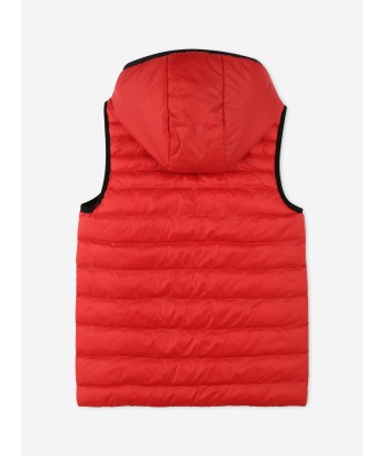 BOSS Boys Reversible Gilet in Red le des métaux précieux