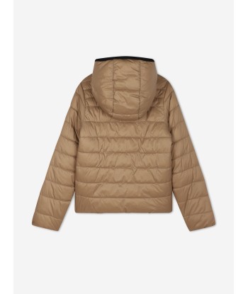 BOSS Boys Reversible Puffer Jacket in Brown en linge