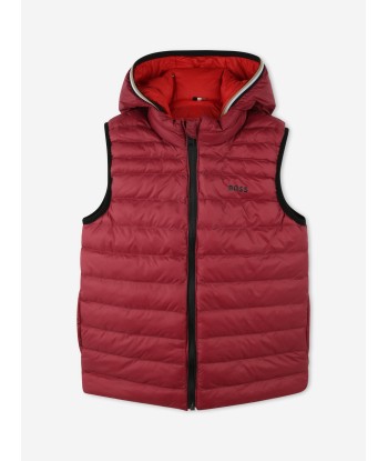 BOSS Boys Reversible Gilet in Red le des métaux précieux