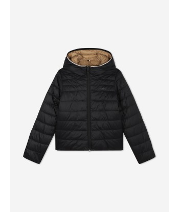 BOSS Boys Reversible Puffer Jacket in Brown en linge