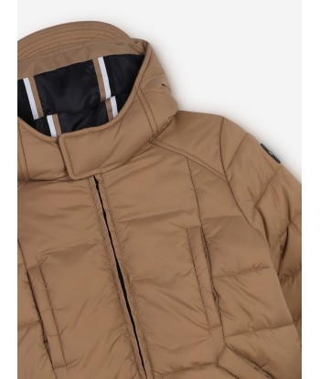 BOSS Boys Logo Puffer Jacket in Brown 2023