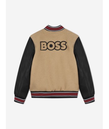 BOSS Kids Wool Bomber Jacket in Brown Voir les baskets