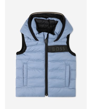 BOSS Baby Boys Reversible Puffer Gilet in Grey rembourrage situé sous