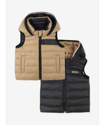 BOSS Baby Boys Reversible Puffer Gilet in Beige Venez découvrir notre 