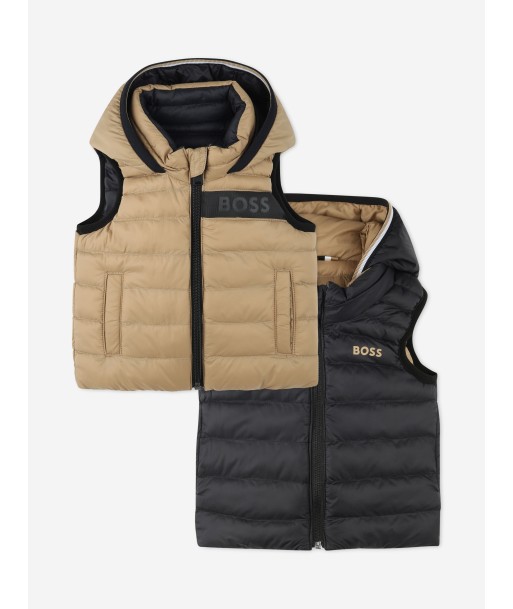 BOSS Baby Boys Reversible Puffer Gilet in Beige Venez découvrir notre 