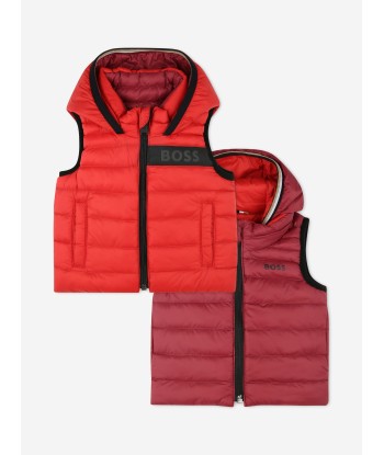 BOSS Baby Boys Reversible Puffer Gilet in Red des créatures d'habitude