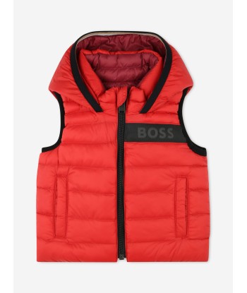 BOSS Baby Boys Reversible Puffer Gilet in Red des créatures d'habitude