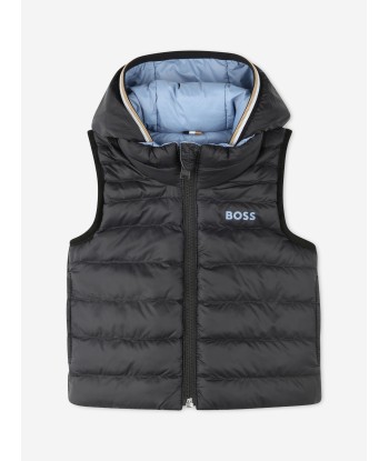 BOSS Baby Boys Reversible Puffer Gilet in Grey rembourrage situé sous