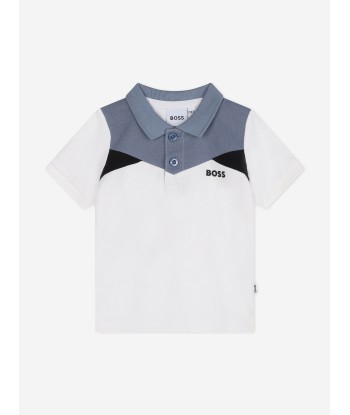 BOSS Baby Boys Colourblock Polo Shirt in White commande en ligne