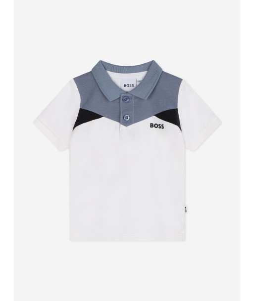 BOSS Baby Boys Colourblock Polo Shirt in White commande en ligne