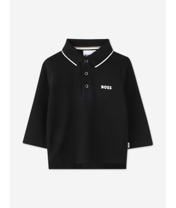 BOSS Baby Boys Long Sleeve Polo Shirt in Black destockage