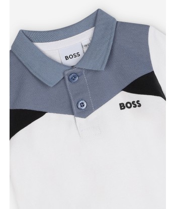 BOSS Baby Boys Colourblock Polo Shirt in White commande en ligne