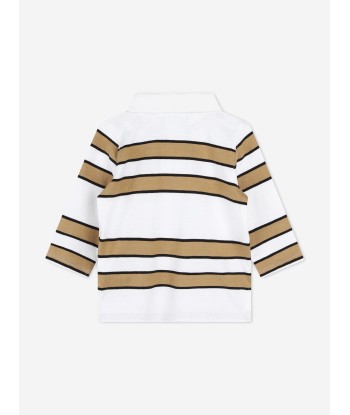 BOSS Baby Boys Striped Long Sleeve Polo Shirt in White JUSQU'A -70%! 