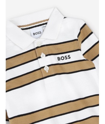 BOSS Baby Boys Striped Long Sleeve Polo Shirt in White JUSQU'A -70%! 