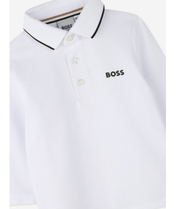 BOSS Baby Boys Long Sleeve Polo Shirt in White vente chaude votre 