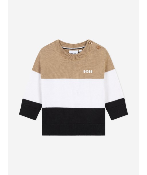 BOSS Baby Boys Striped Logo Jumper in Brown Amélioration de cerveau avec