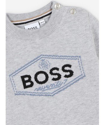 BOSS Baby Boys Knitted Logo Jumper in Grey prix