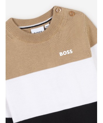 BOSS Baby Boys Striped Logo Jumper in Brown Amélioration de cerveau avec