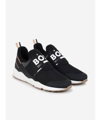 BOSS Boys Logo Trainers in Black de l' environnement