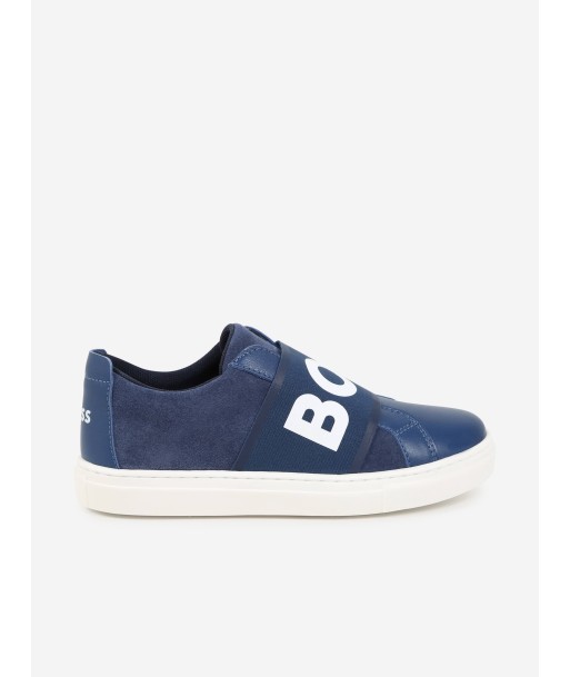 BOSS Boys Leather Logo Trainers in Blue s'inspire de l'anatomie humaine