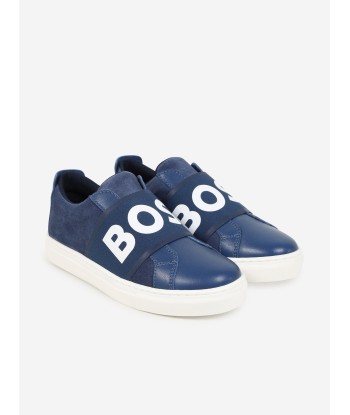 BOSS Boys Leather Logo Trainers in Blue s'inspire de l'anatomie humaine