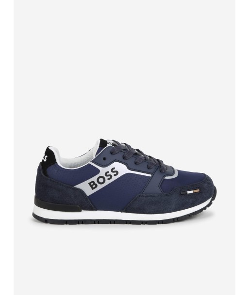 BOSS Boys Retro Runner Trainers in Blue Profitez des Offres !