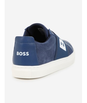 BOSS Boys Leather Logo Trainers in Blue s'inspire de l'anatomie humaine