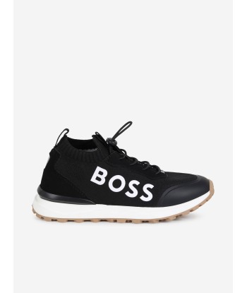 BOSS Boys Logo Sock Trainers in Black Toutes les collections ici